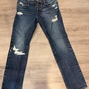 Dark Wash Distressed Men’s Jeans - Skinny Fit